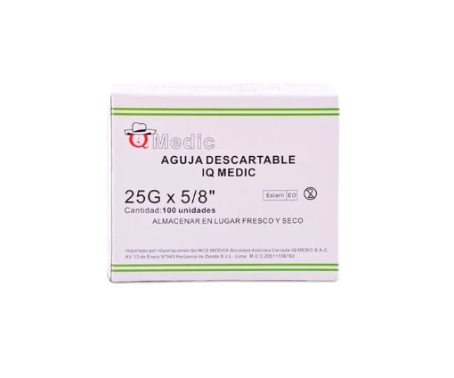 AGUJA DESCART. 25G x 5/8 x 100UND - IQMEDIC