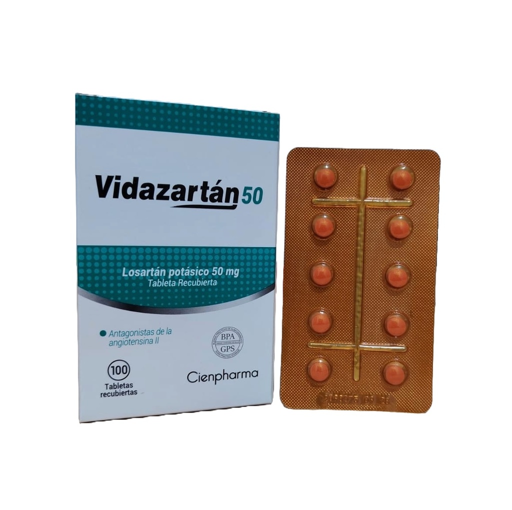 VIDAZARTAN (losartan ) 50MG CJA x 100TAB REC. - CIENP.