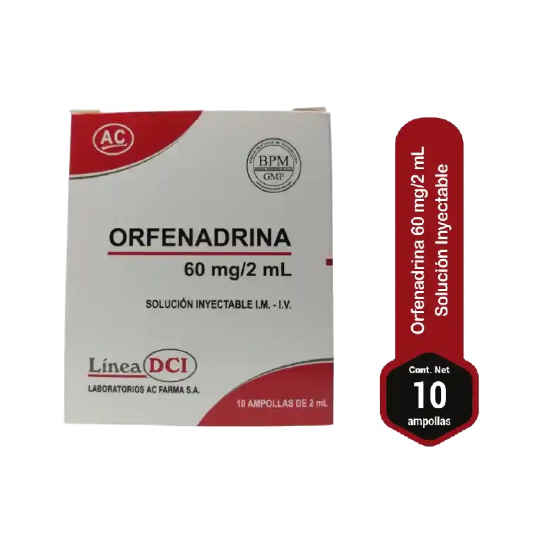 ORFENADRINA 60MG/2ML CJA x 10AMP - ACFARMA