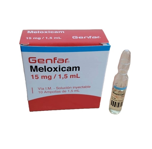 MELOXICAM 15MG/1.5ML I.M CAJ x 10AMP - GENFAR