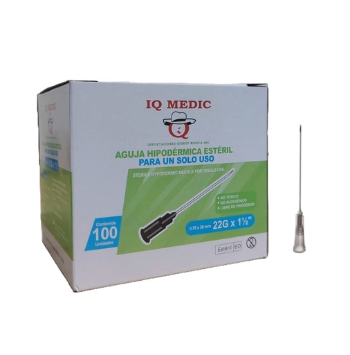 AGUJA DESCART. 22G x 1.1/2" x 100UND - IQMEDIC